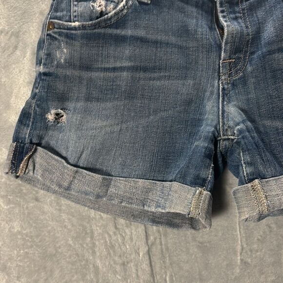 7 for all Mankind Distressed Medium Wash Jean Denim Shorts Size 24 - Picture 4 of 10